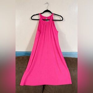 New Boutique Heimish USA Hot Pink Ribbed Dress With Pockets Size Medium
